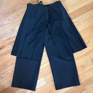 VINTAGE Comme des Garçons Black Pleated Overlay Wide-Leg Pants